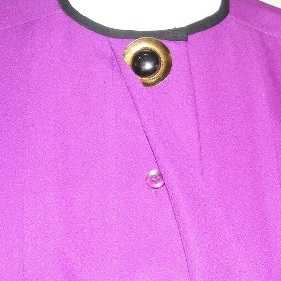 ANNE KLEIN Blouse, 6 Vintage, Hidden buttons, long sleeves, Purple - Picture 9 of 11